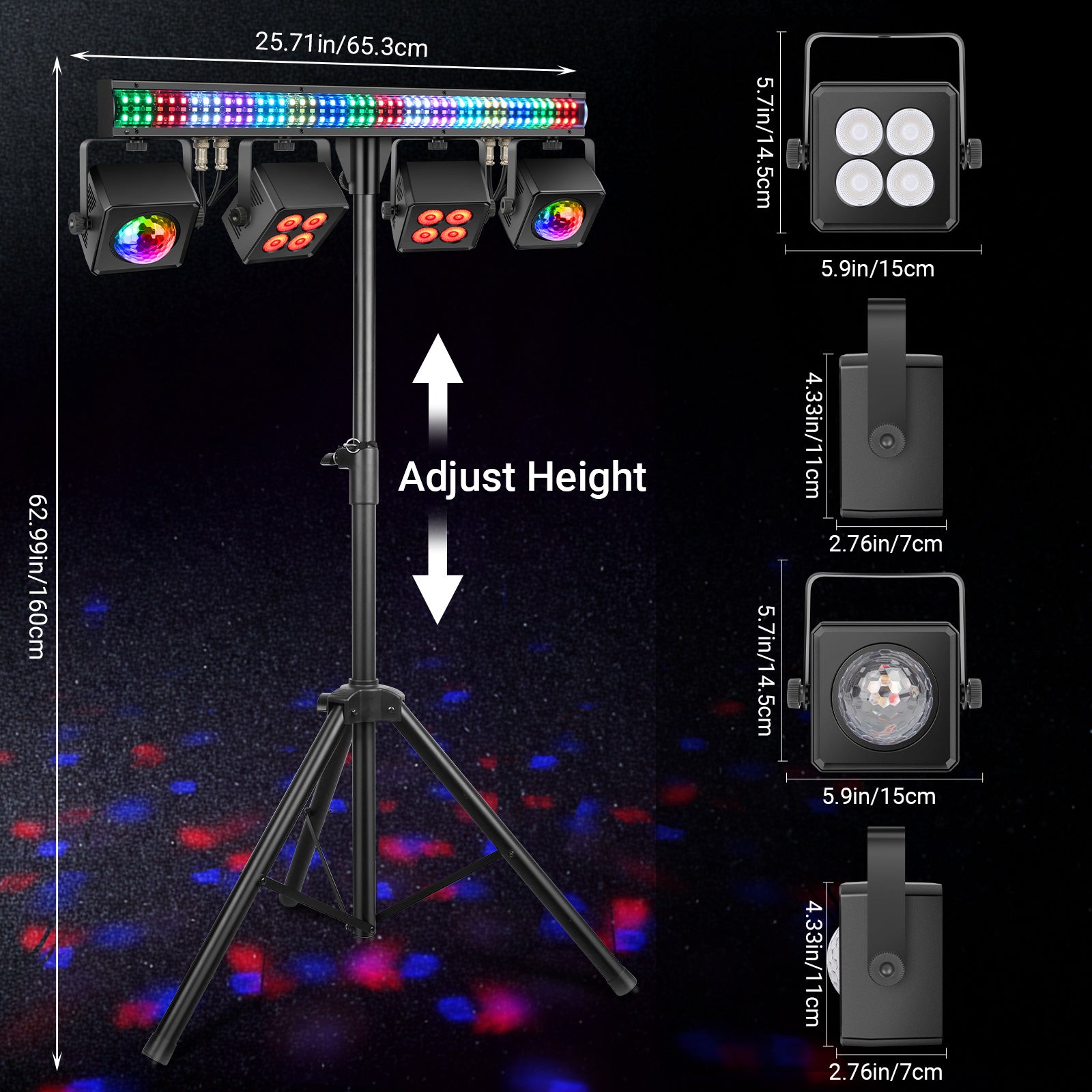 DJ Lighting System with Strobe Light Par light Disco Ball