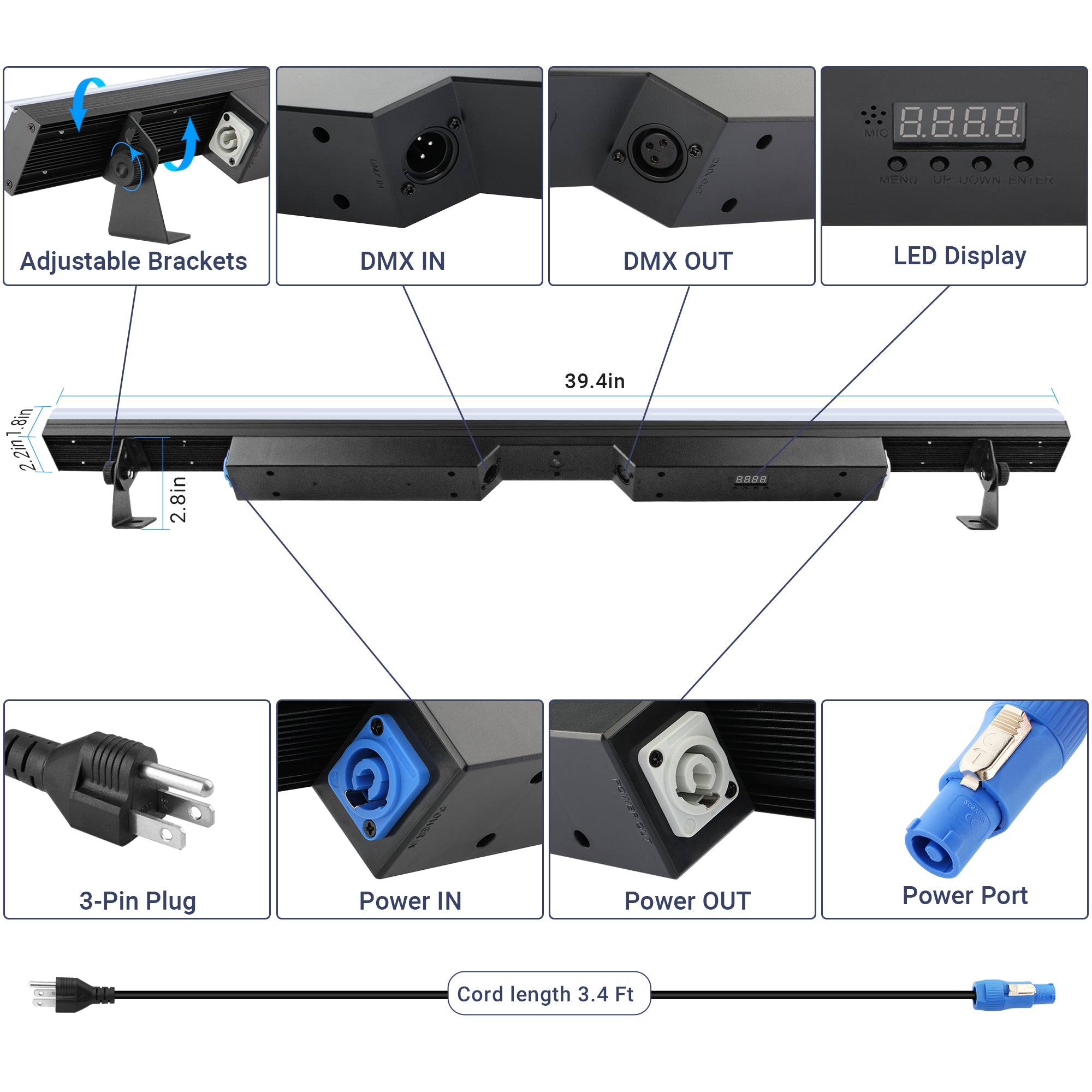 1-meter LED Stage Wash Light Bar - RGBW 4in1 - 120W