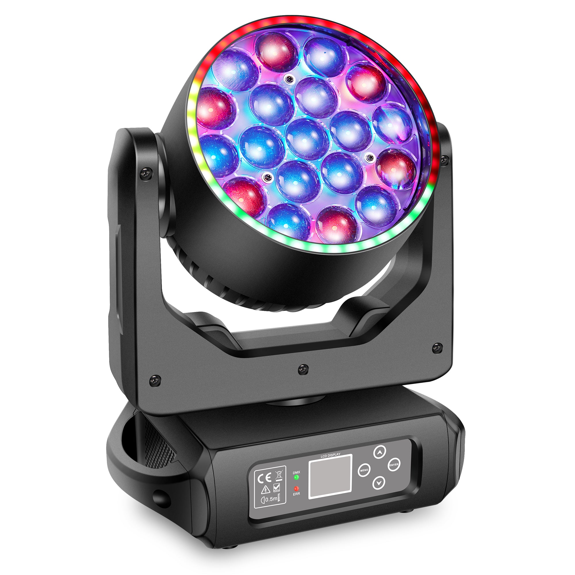 19×15W Zoomable Moving Head Wash Light with LED Ring