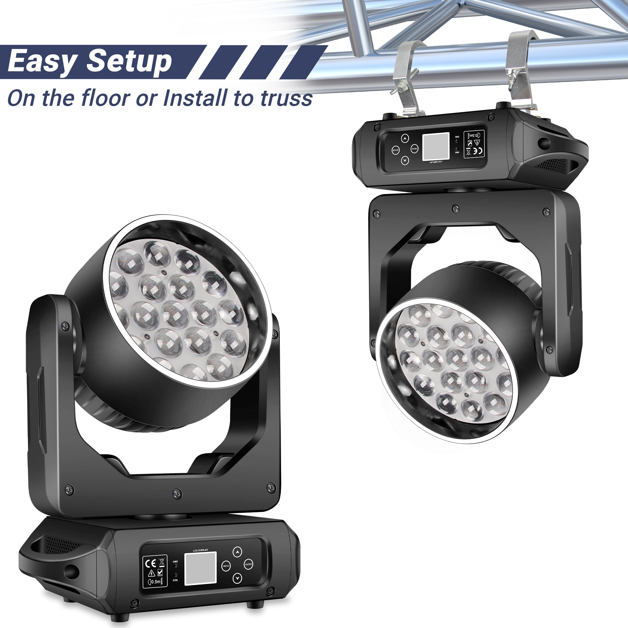 19×15W Zoomable Moving Head Wash Light with LED Ring