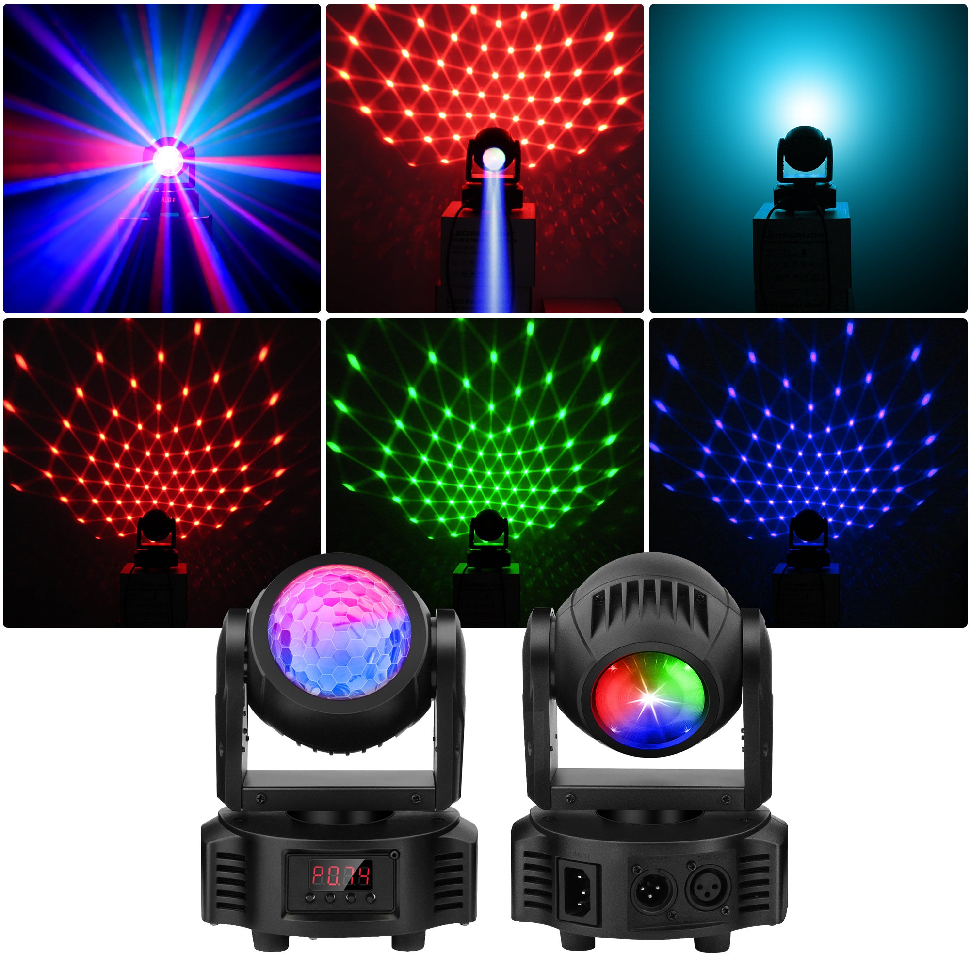 Double Sided Mini Moving Head Light - 40W, RGBW with Disco Ball & Beam