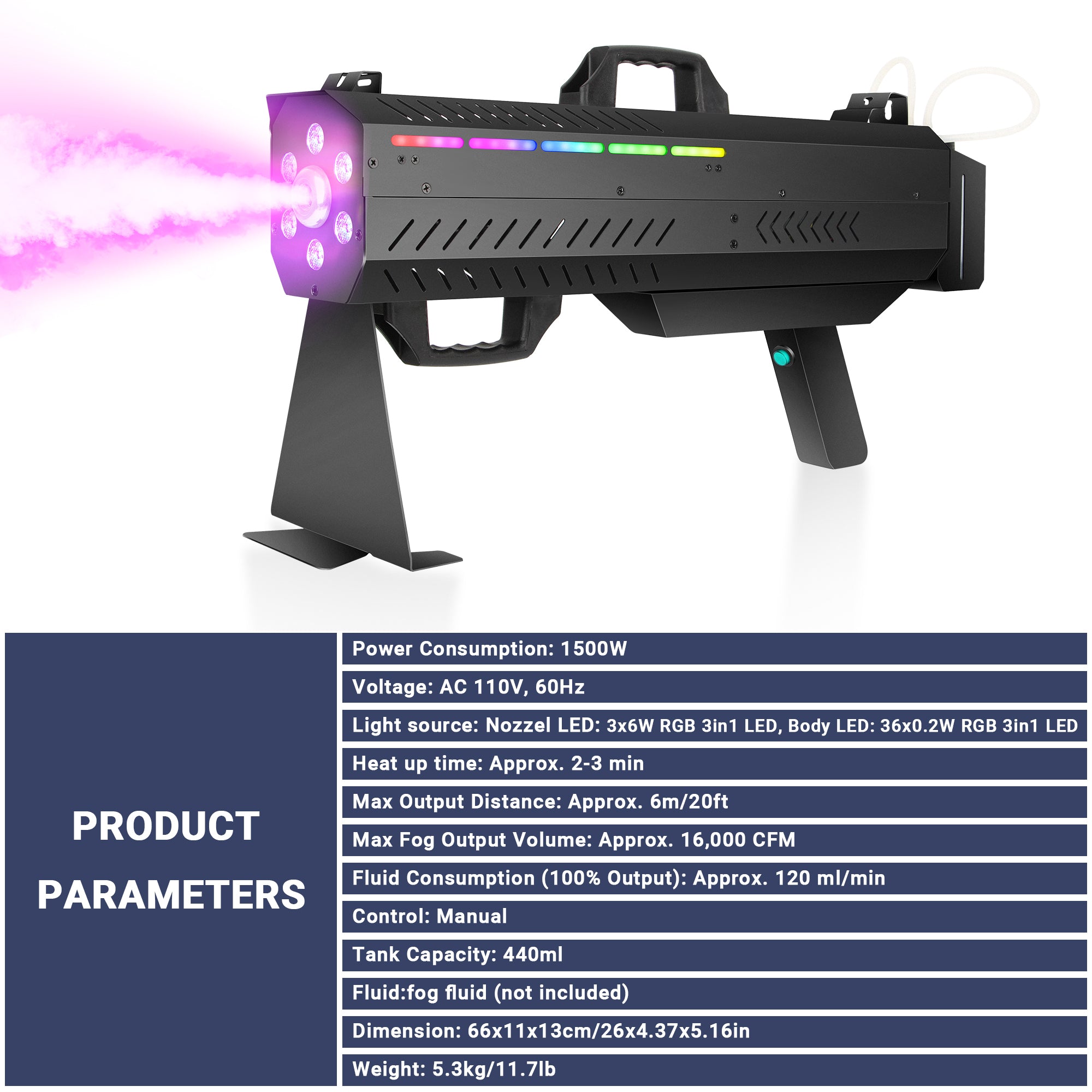 1500W Handheld Fog Gun Blaster