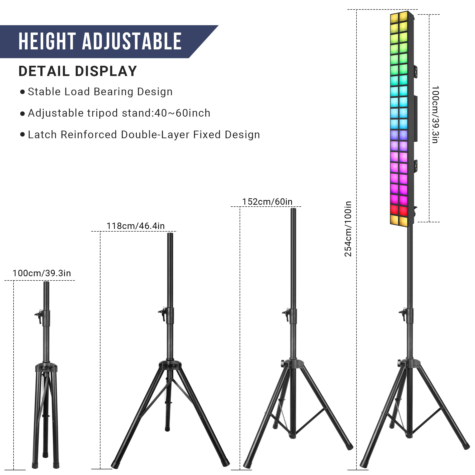 100W RGB 3in1 Pixel Bar with Tripod Stand