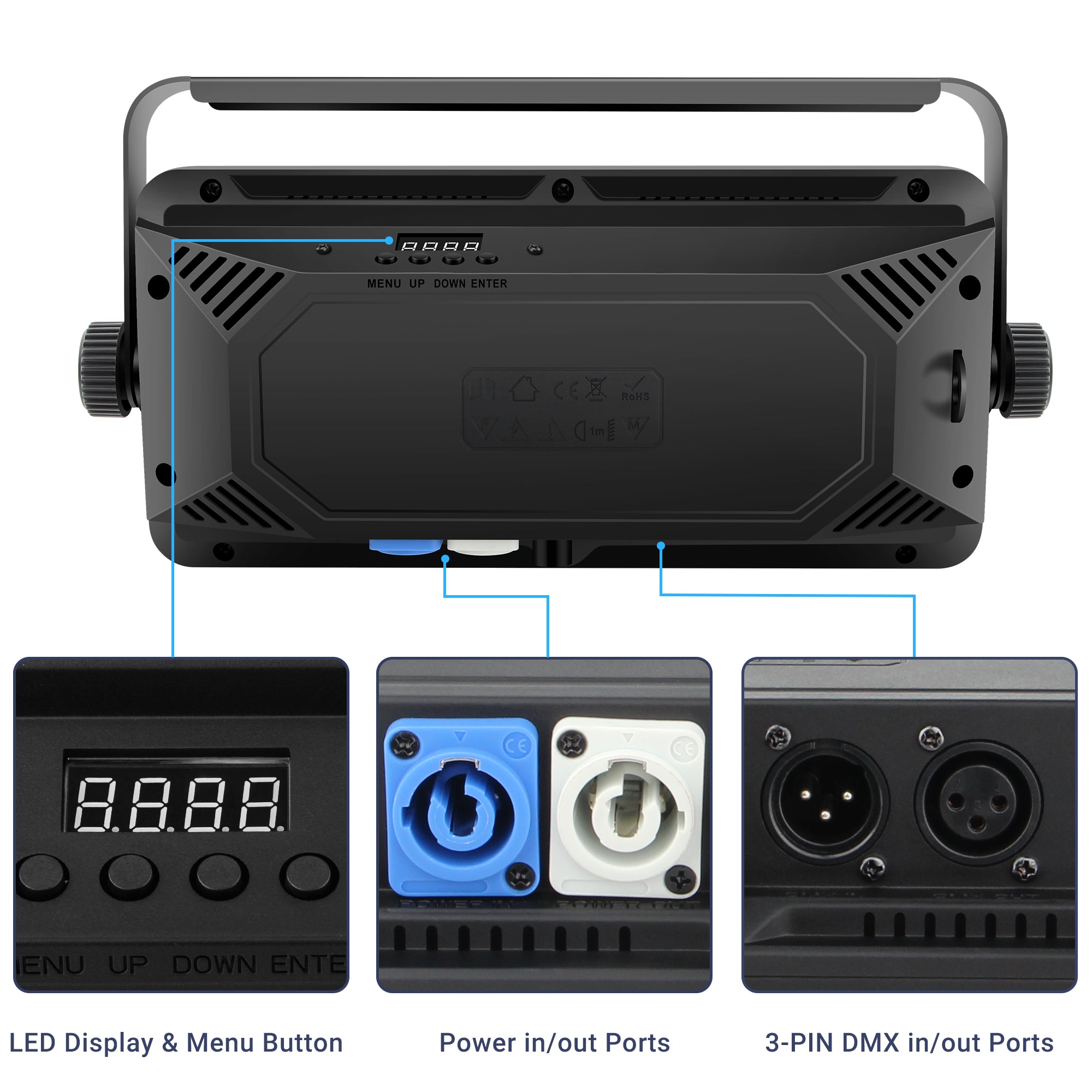 LED Stage Strobe Effect Lights - 120W RGBW, 48 Zones Chasing