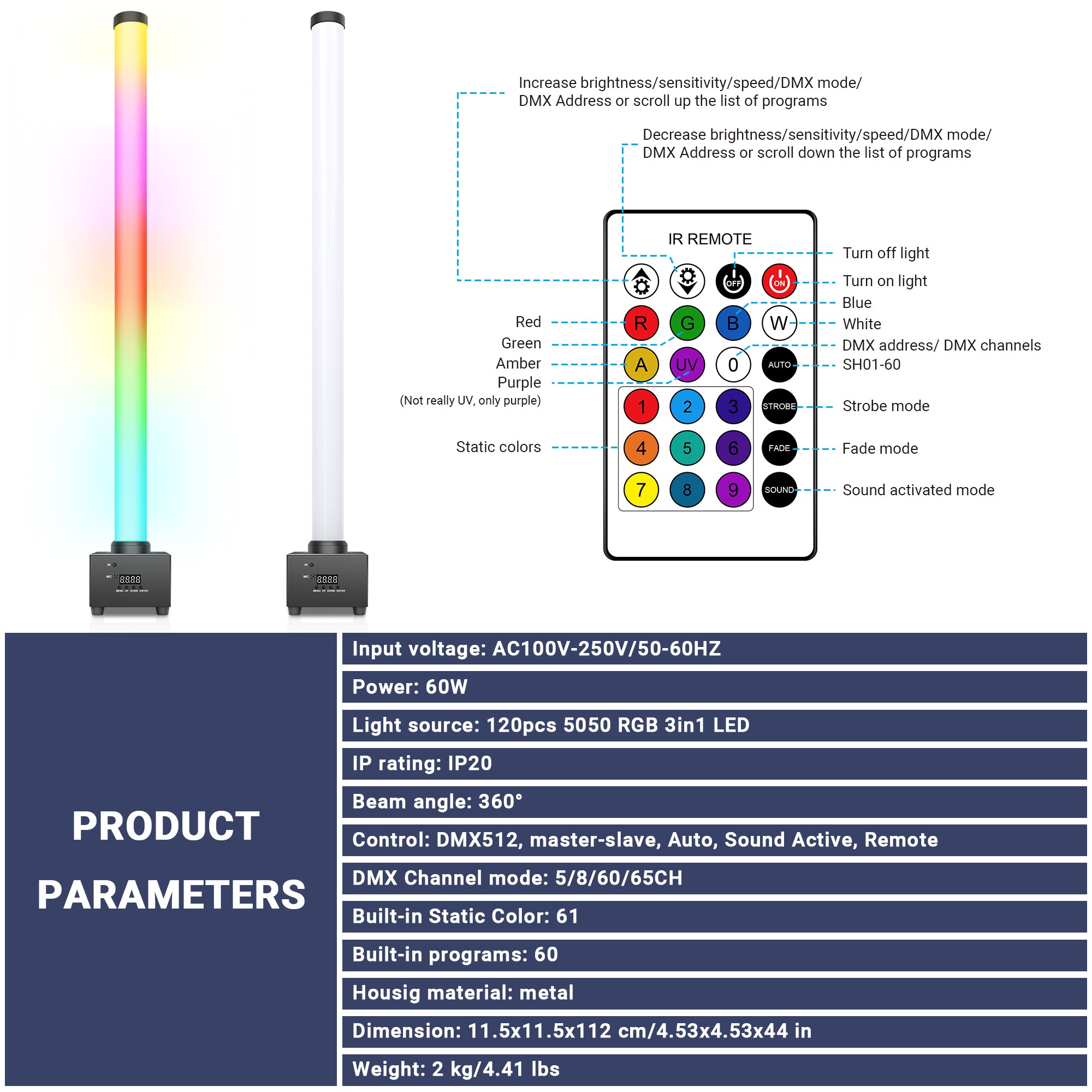 360° RGB LED Pixel Tube Light Bar