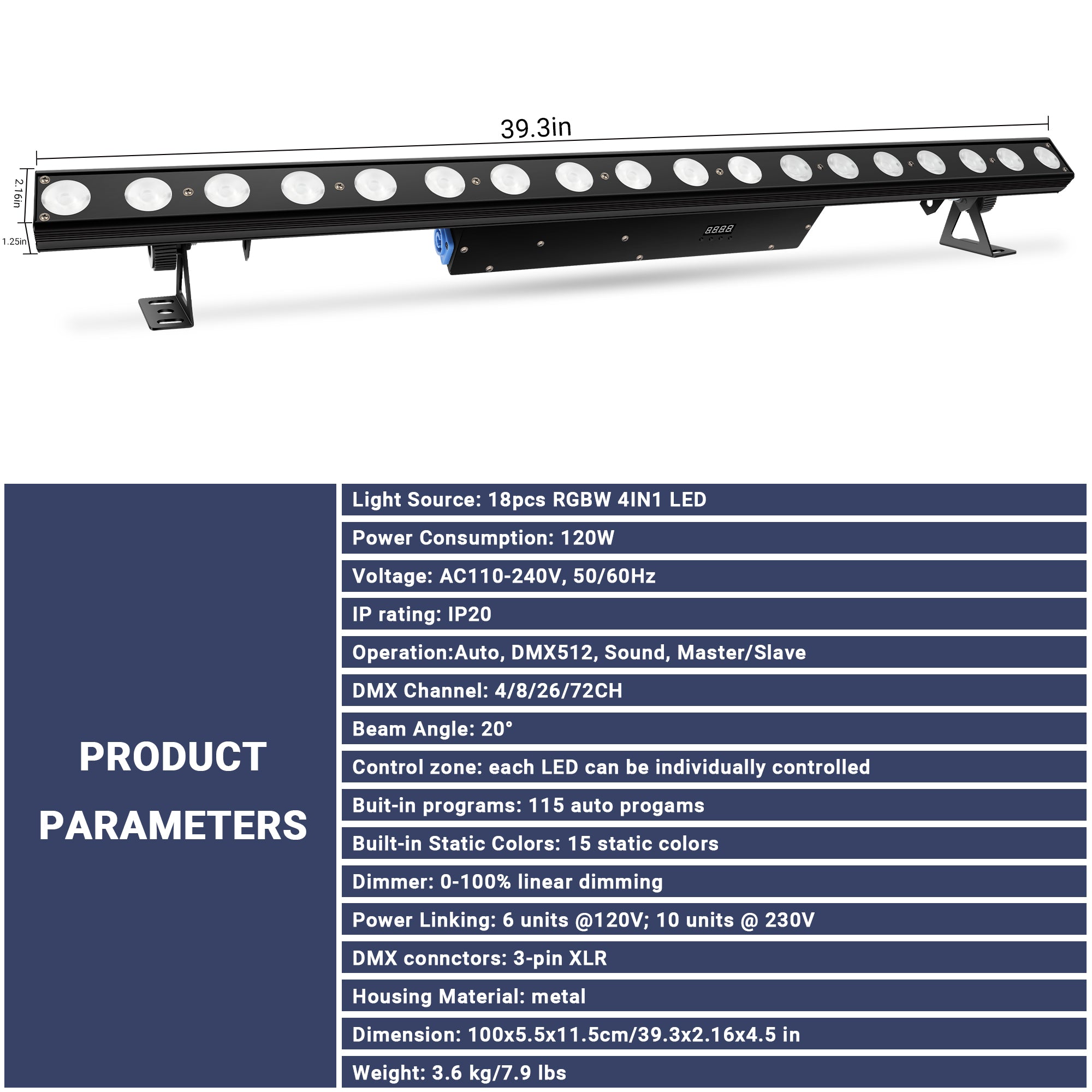 120W RGBW 4in1 LED Wash Light Bar-Individual Control