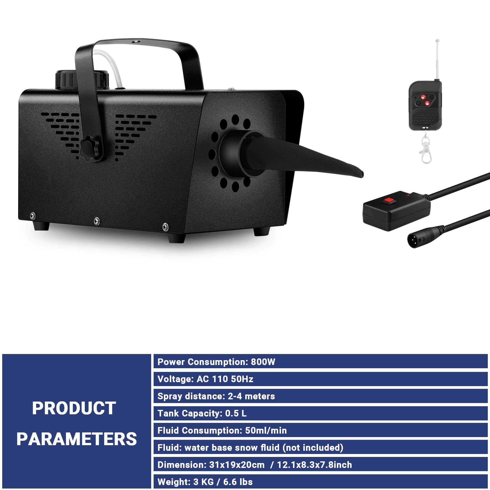 800W Stage Snow Machine - With Remote Control