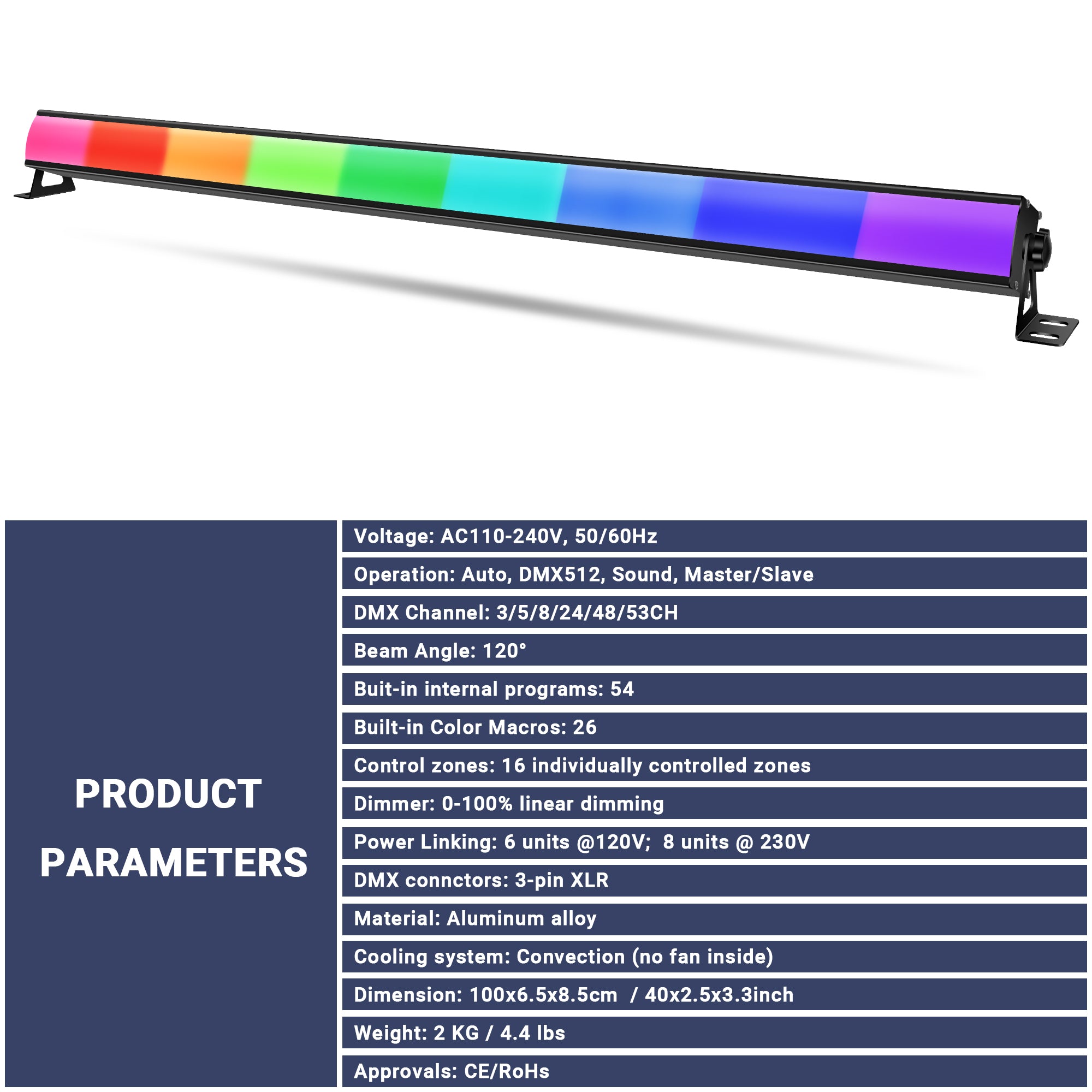 LED Pixel Light Bar - 224LED, RGB 3n1, Frosted Cover