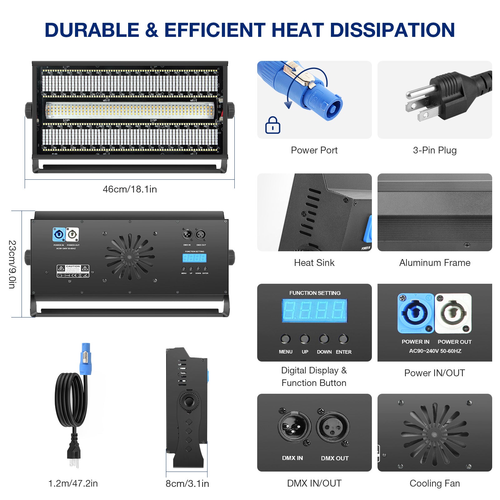 800W RGB+W+A LED DJ Strobe Light Panel