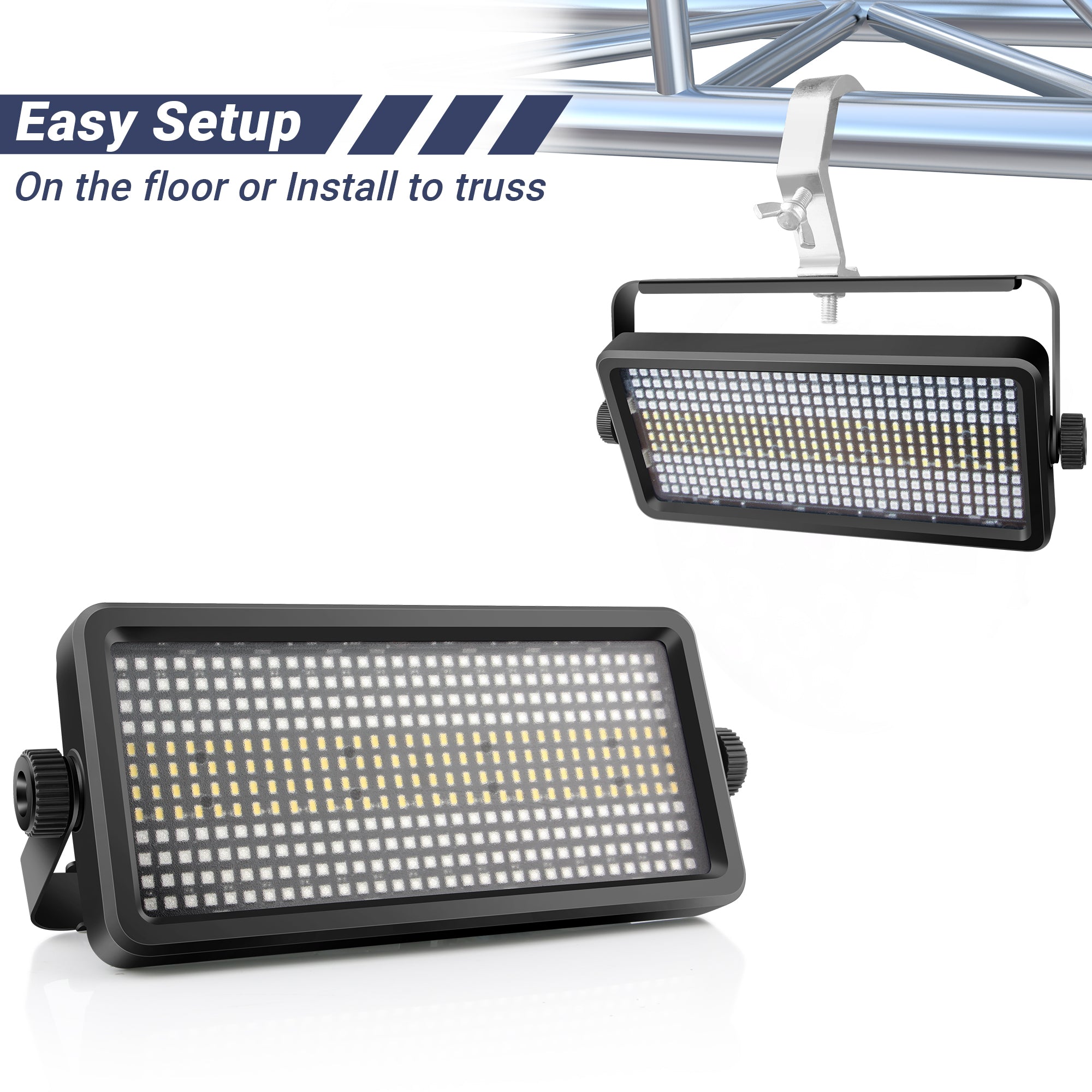 LED Stage Strobe Effect Lights - 120W RGBW, 48 Zones Chasing