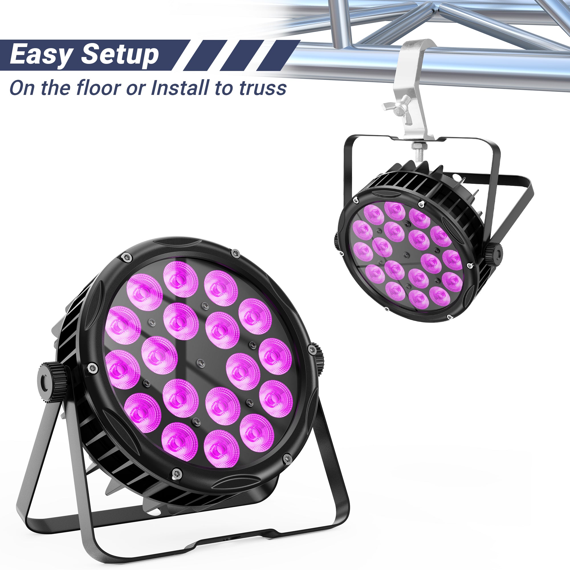 Outdoor RGBWAUV LED Par Light - 18x18W, 6n1