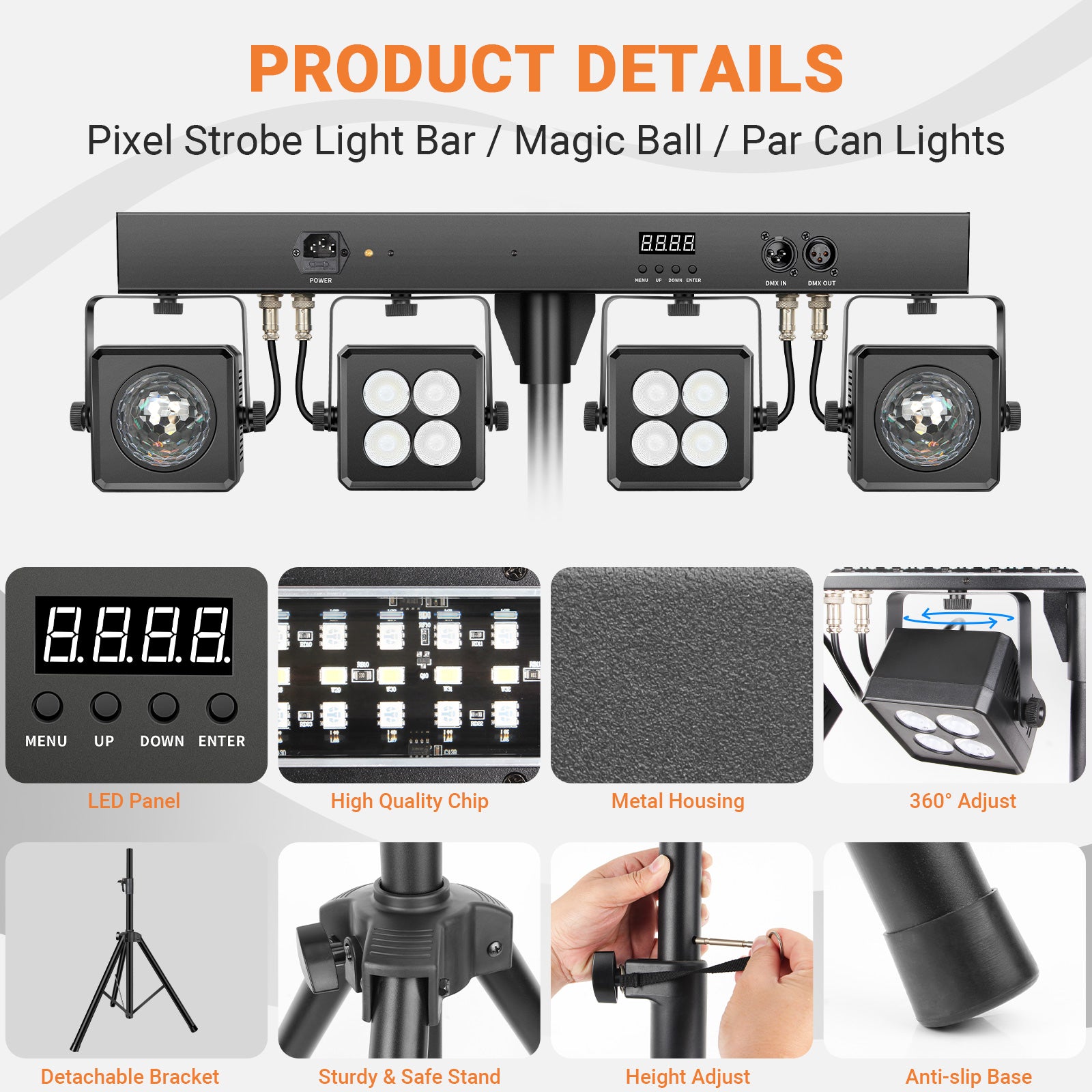 DJ Lighting System with Strobe Light Par light Disco Ball