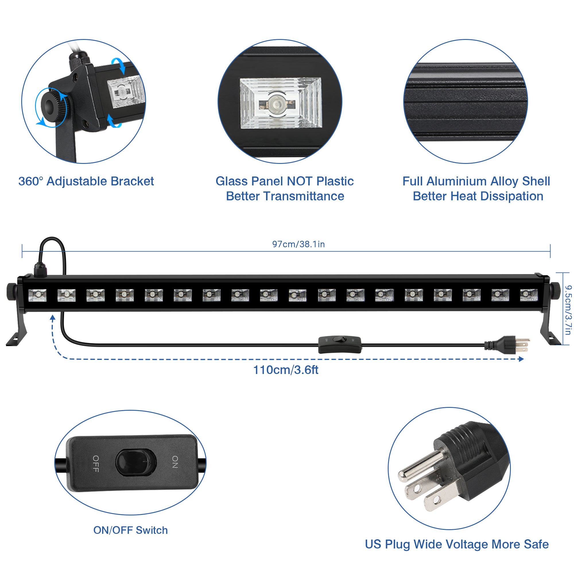 18LED Black Light Bar