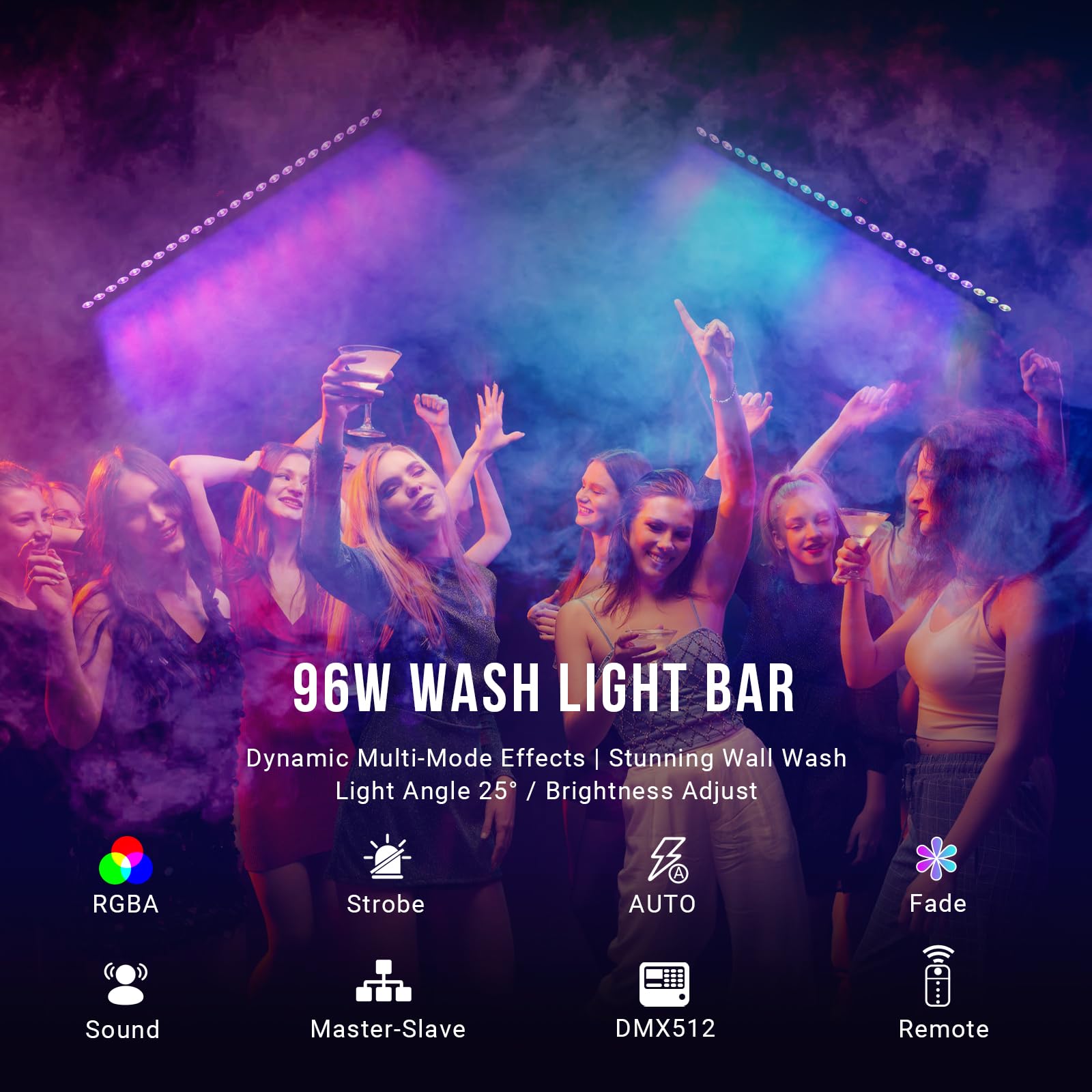 RGBA 4n1  LED Wash Light Bar with Remote