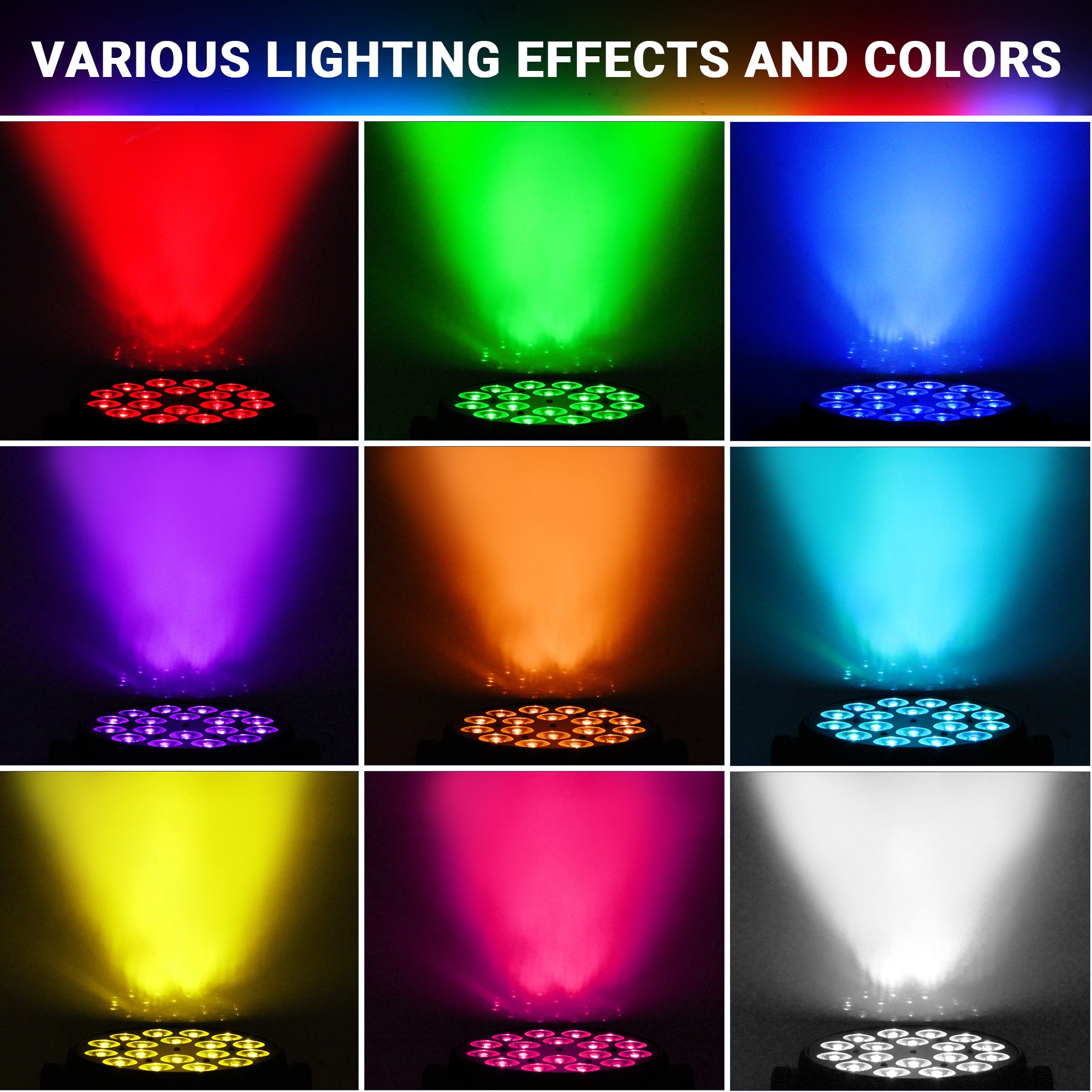 LED Aluminum Par Light - 18x6W, RGBWA+UV 6n1