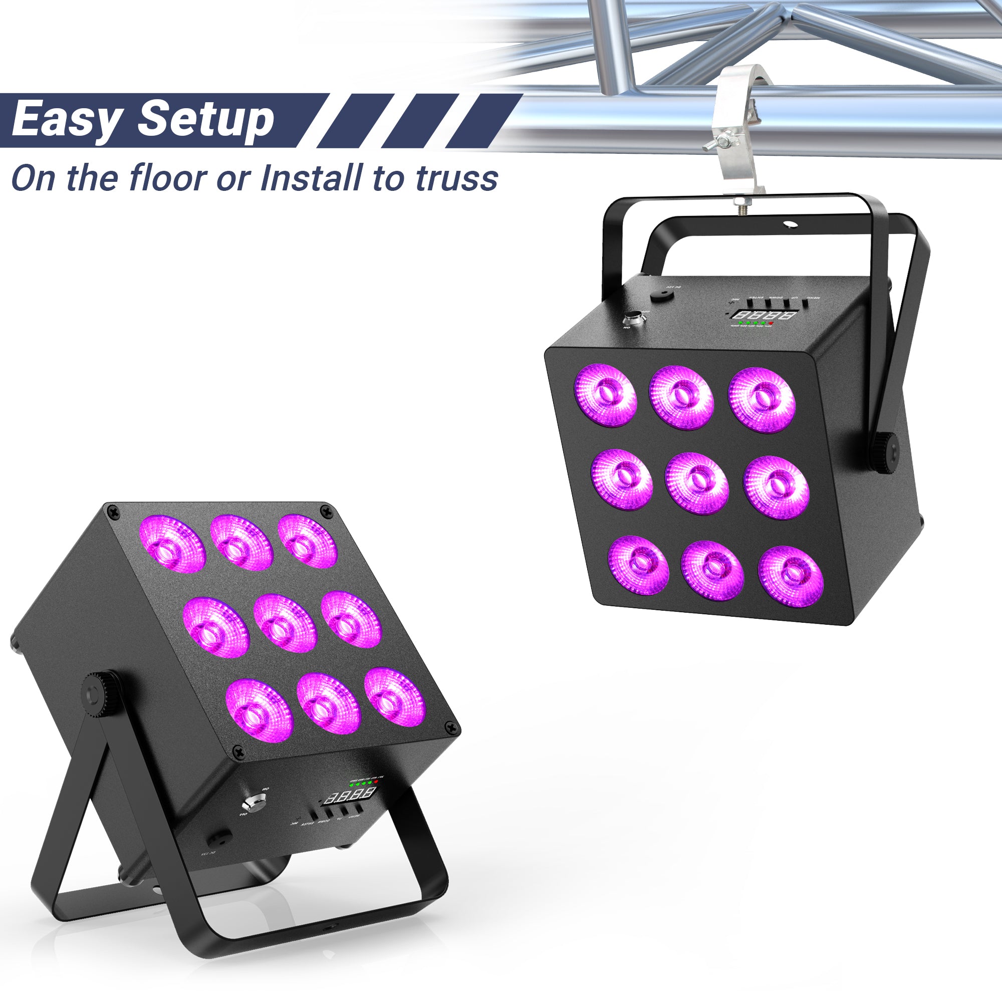 9LED RGBWAUV 6in1 Battery Powered Par Light