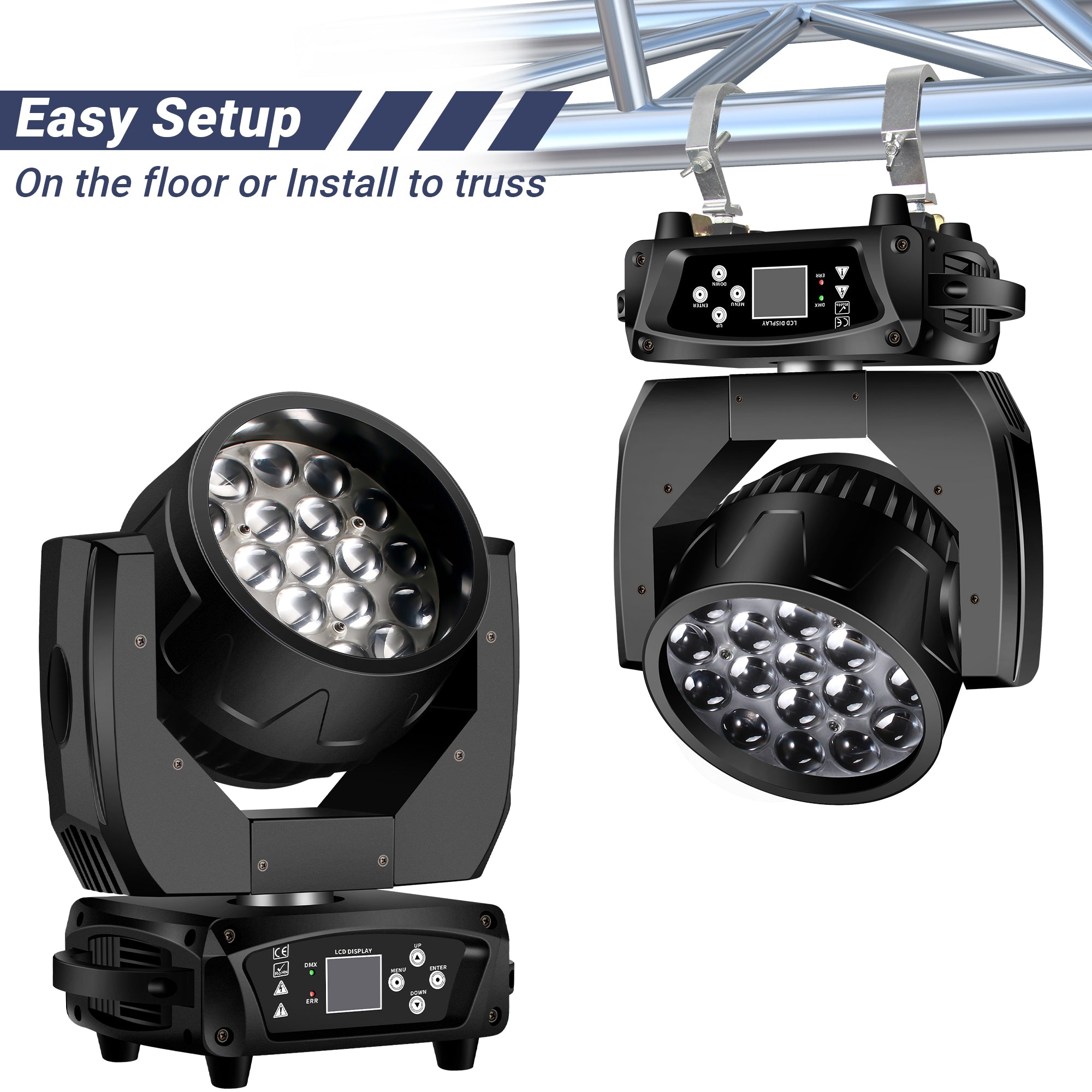 19×15W Zoom Moving Head Wash Light with LED Ring