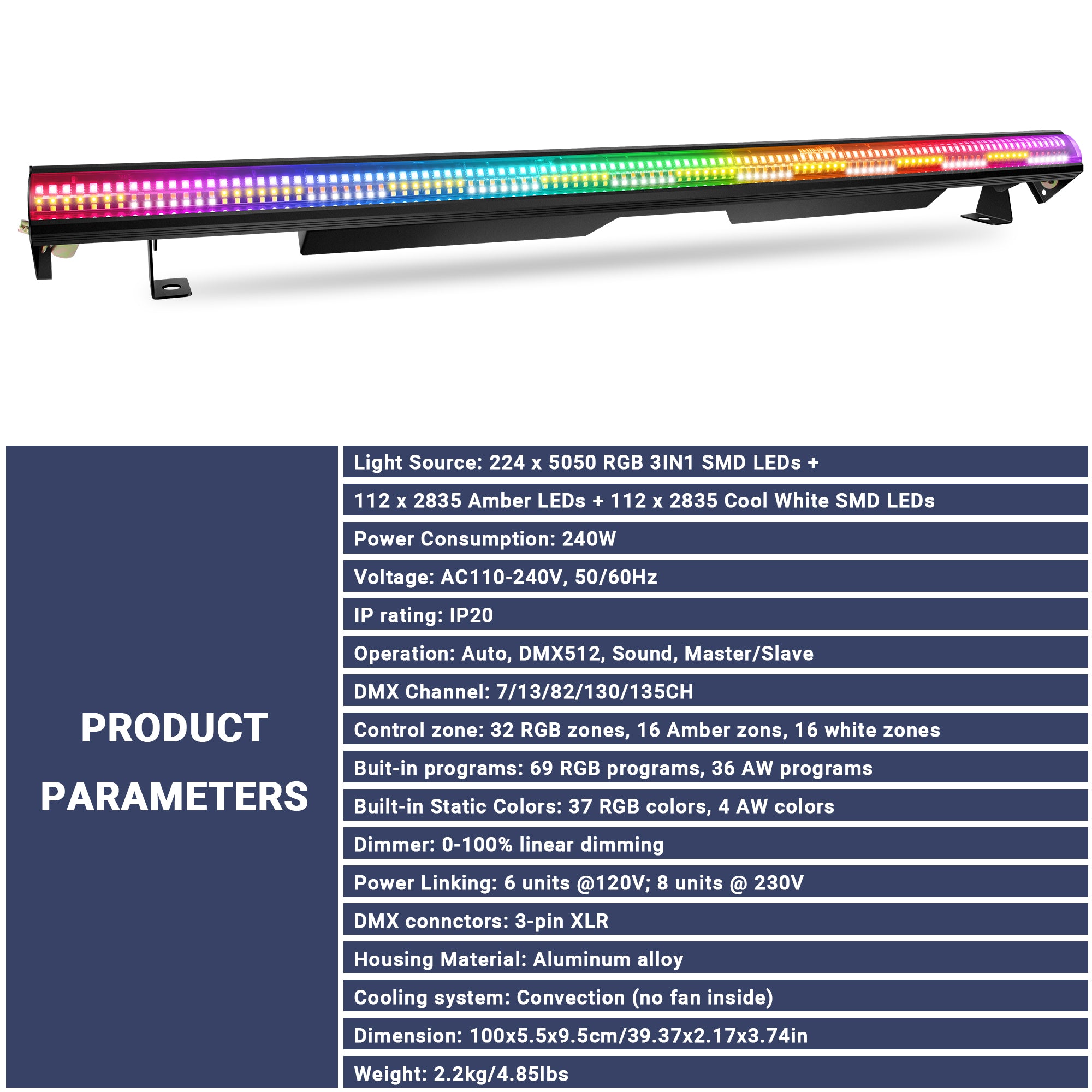 DJ Effect Light bar-448LED RGBWA Pixel Light