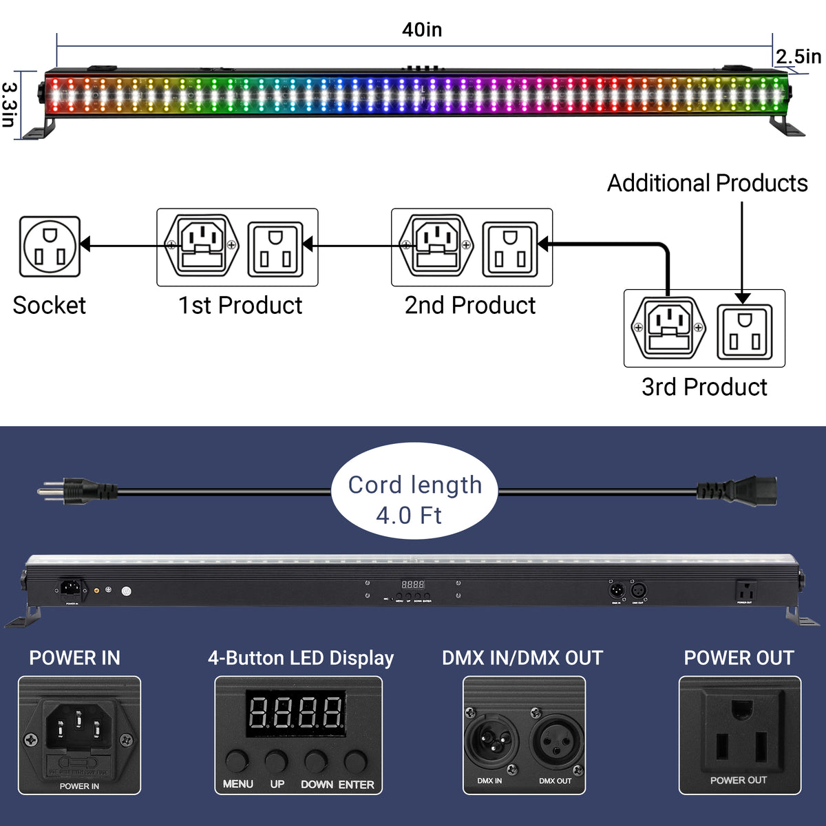 Dj Bar Rack Light Shop 100W DJ Light Bar with 288 RGB+W LEDs for Performance Lighting