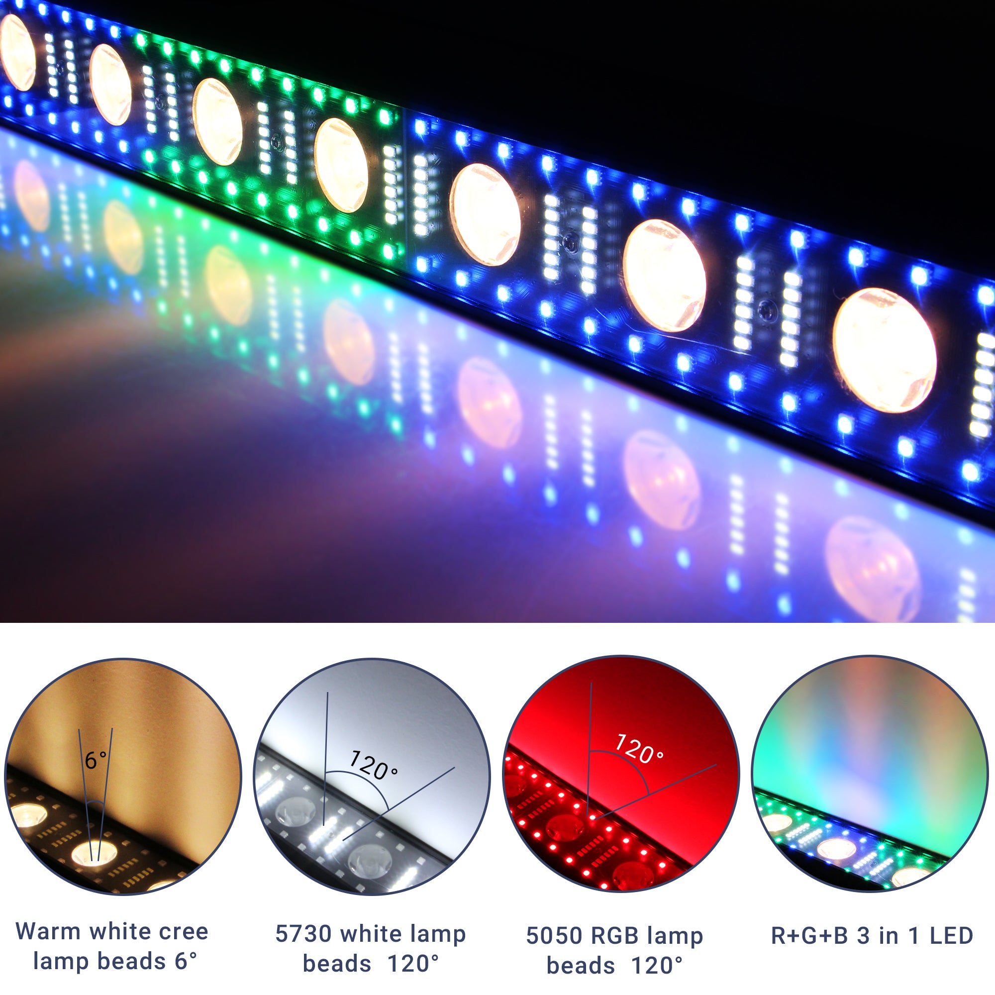 Pixel Control DJ Light Bar - 100W, Warm White & RGB 3n1 LED