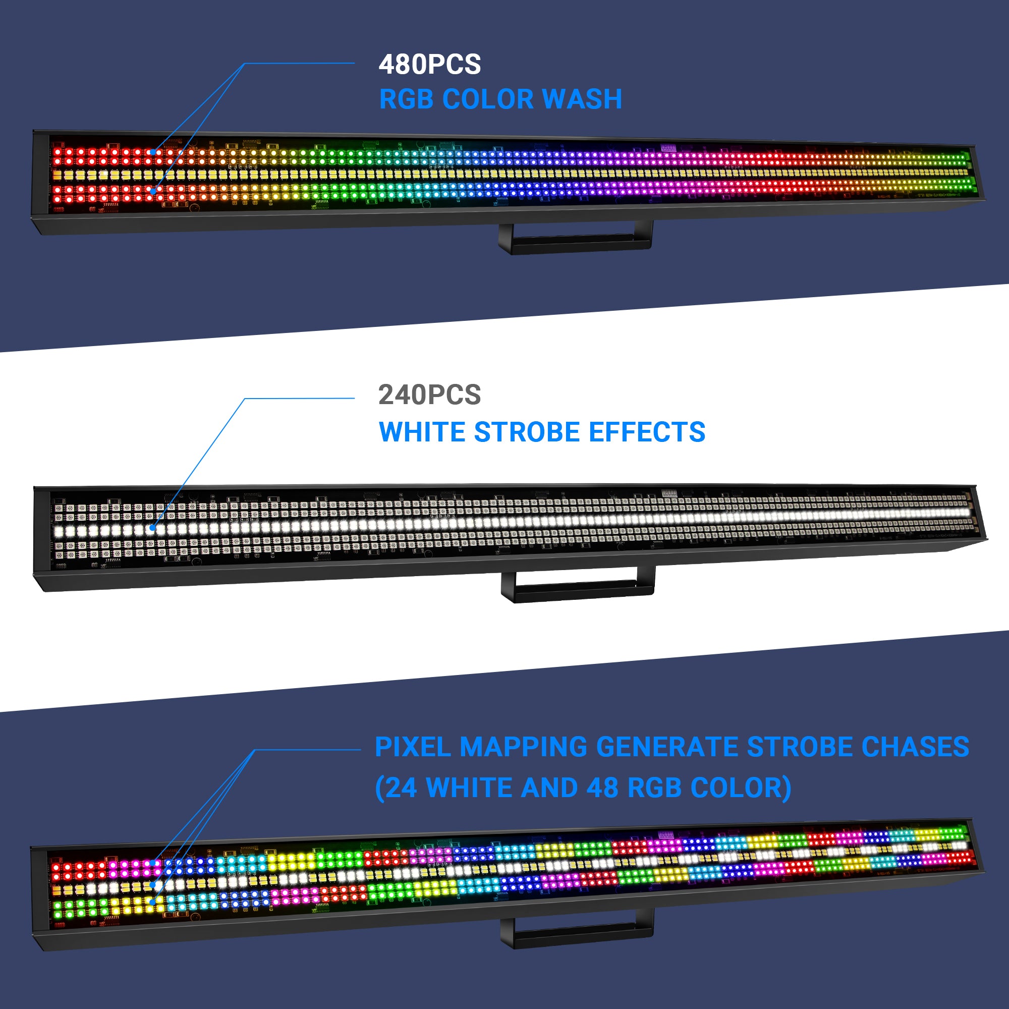 720LED RGB+W DJ Strobe Light Bar