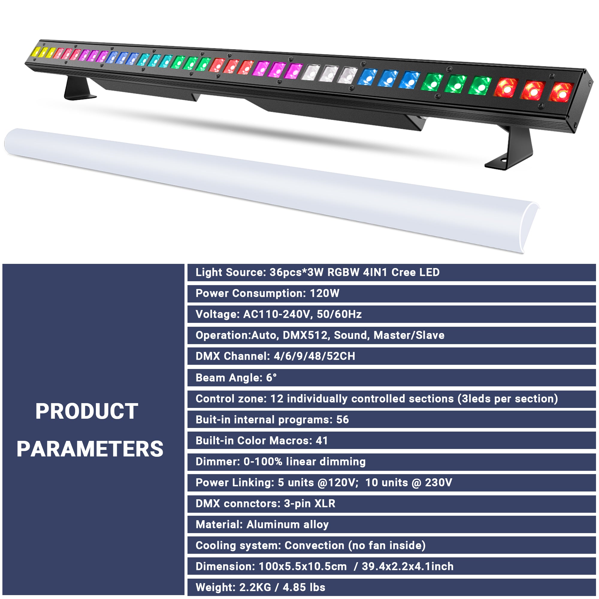 1-meter LED Stage Wash Light Bar - RGBW 4in1 - 120W