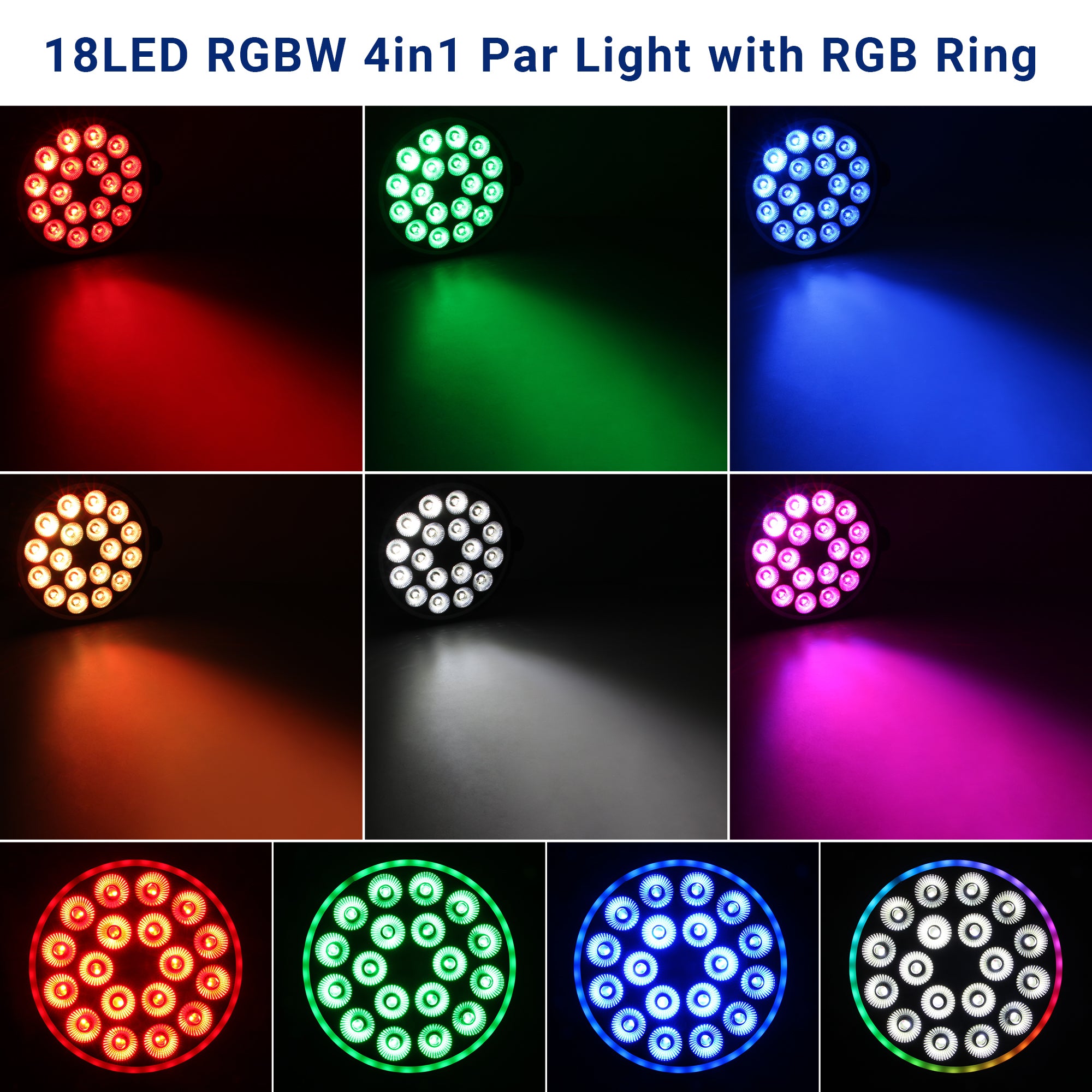 18LED RGBW 4in1 Par Light with RGB Ring