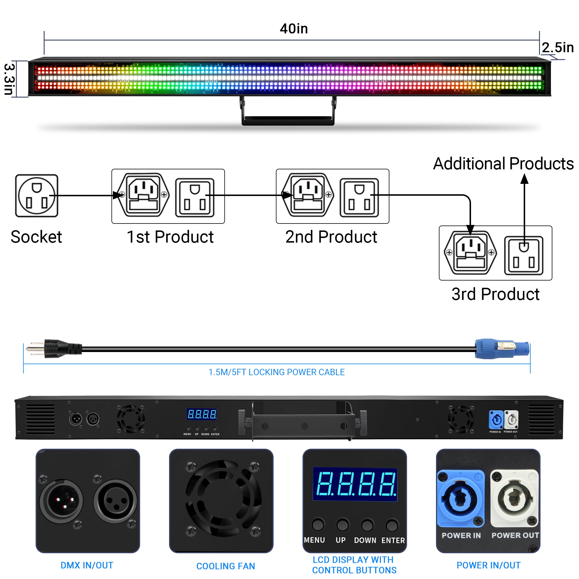 720LED RGB+W DJ Strobe Light Bar