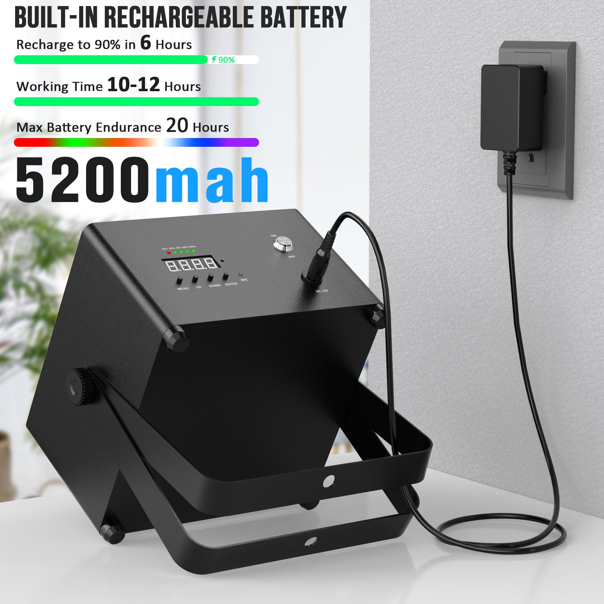 9LED RGBWAUV 6in1 Battery Powered Par Light