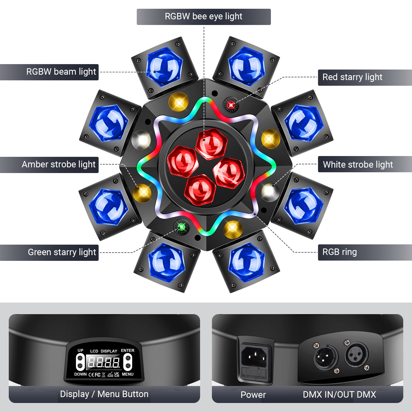 200W LED Hybrid Moving Head Effect Light with 8 Arms