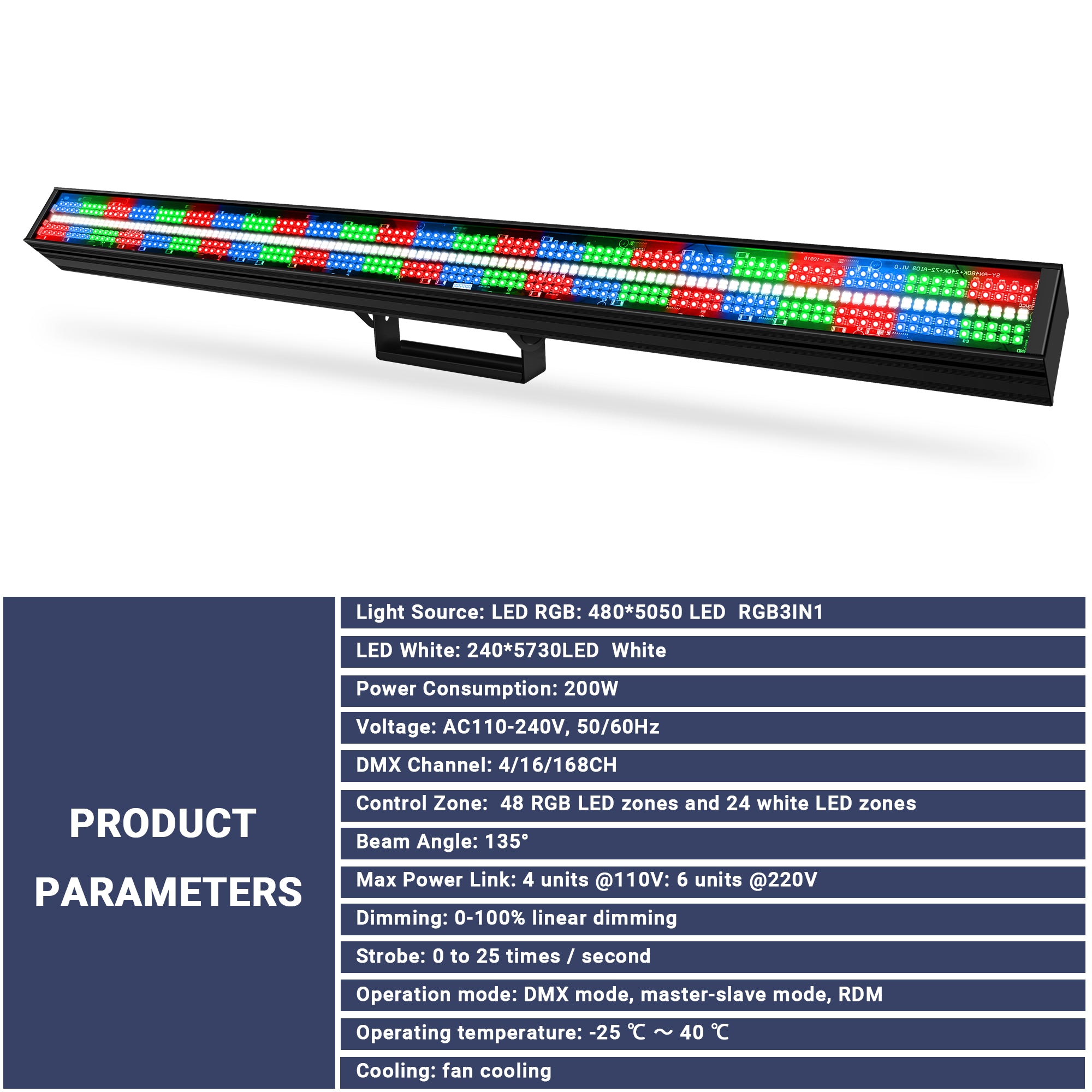 720LED RGB+W DJ Strobe Light Bar