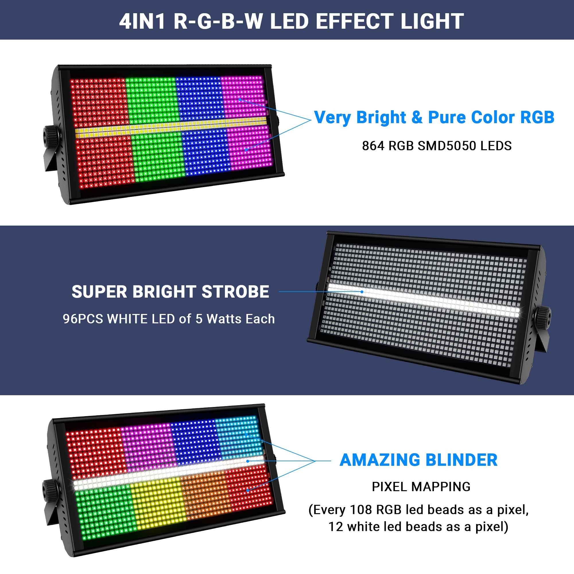 500W RGB+W LED Strobe Light Panel