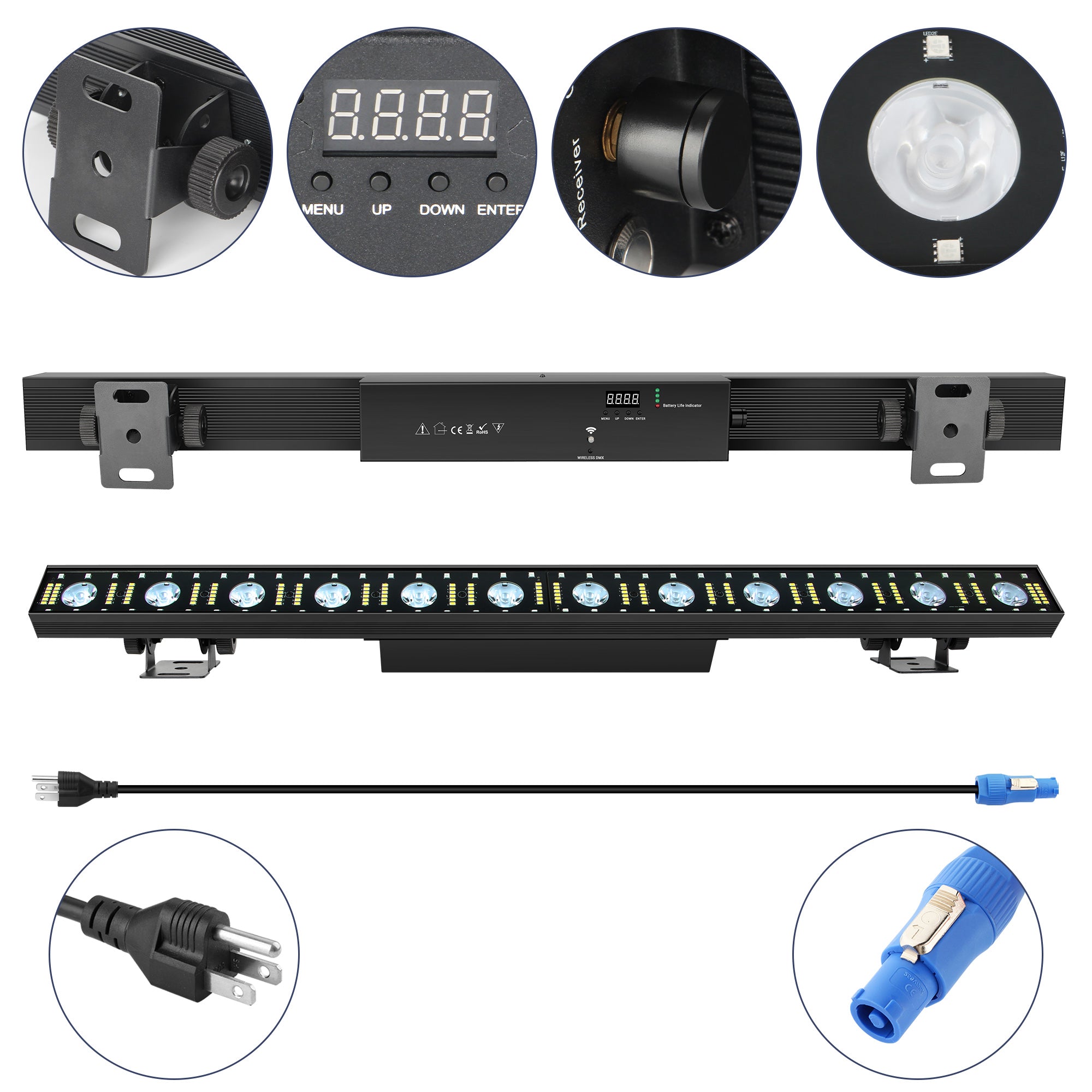 Battery Powered Pixel Control DJ Light Bar - 100W, Warm White & RGB 3n1 LED