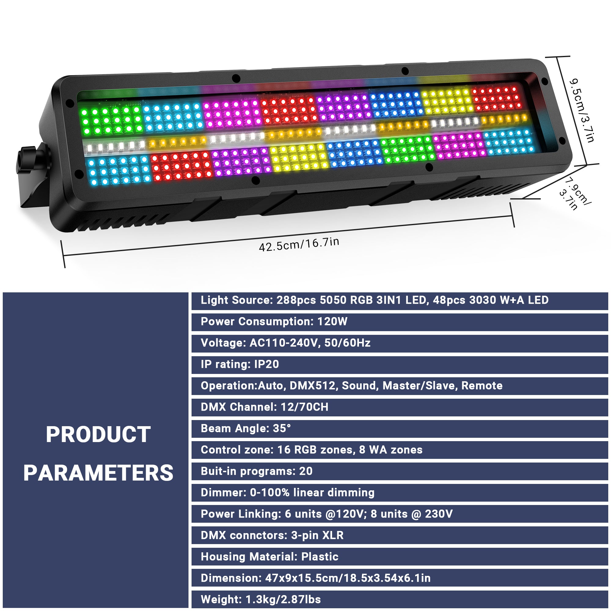 120W RGBWA LED DJ Strobe Light Panel