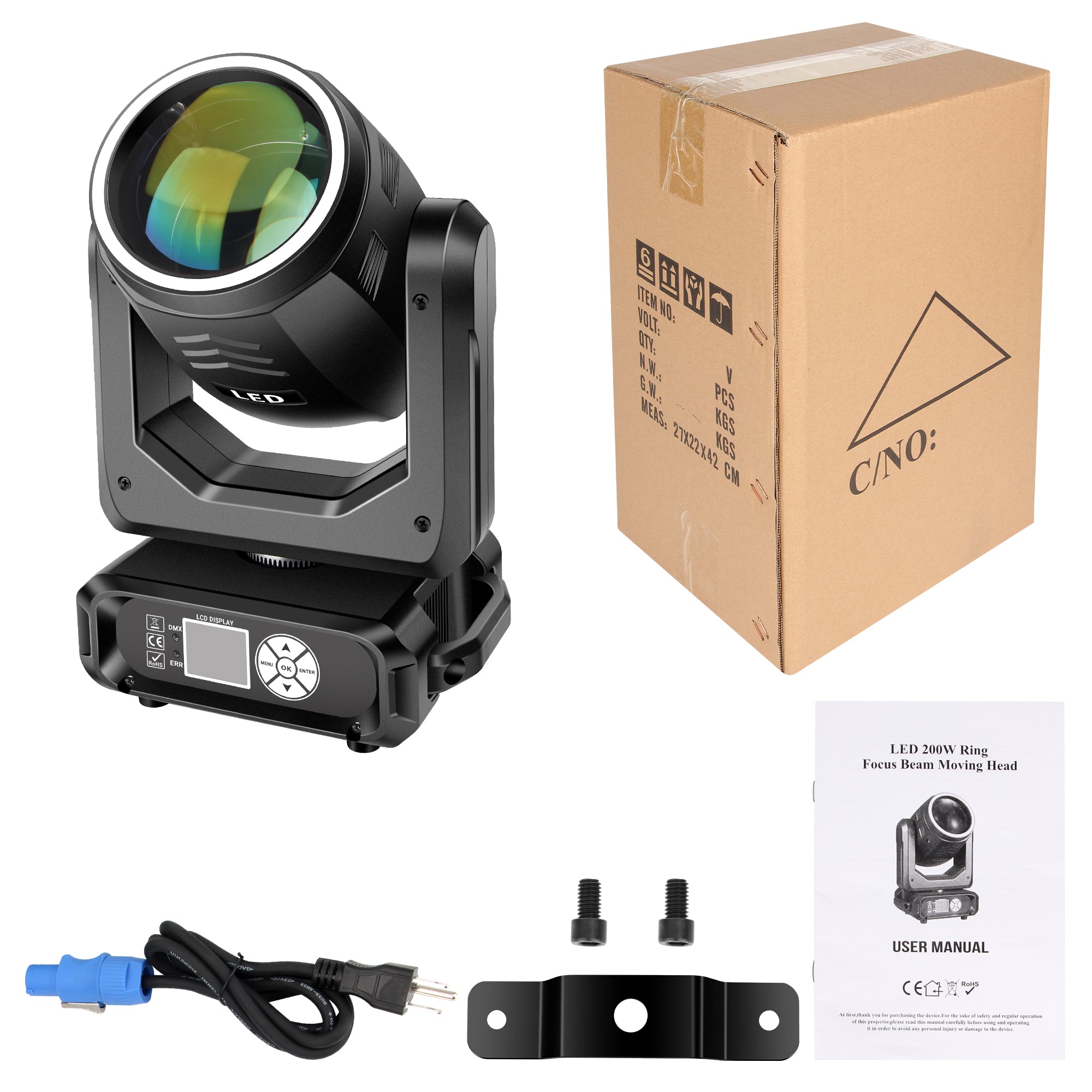 200W LED Moving Head Beam Light with RGB Ring