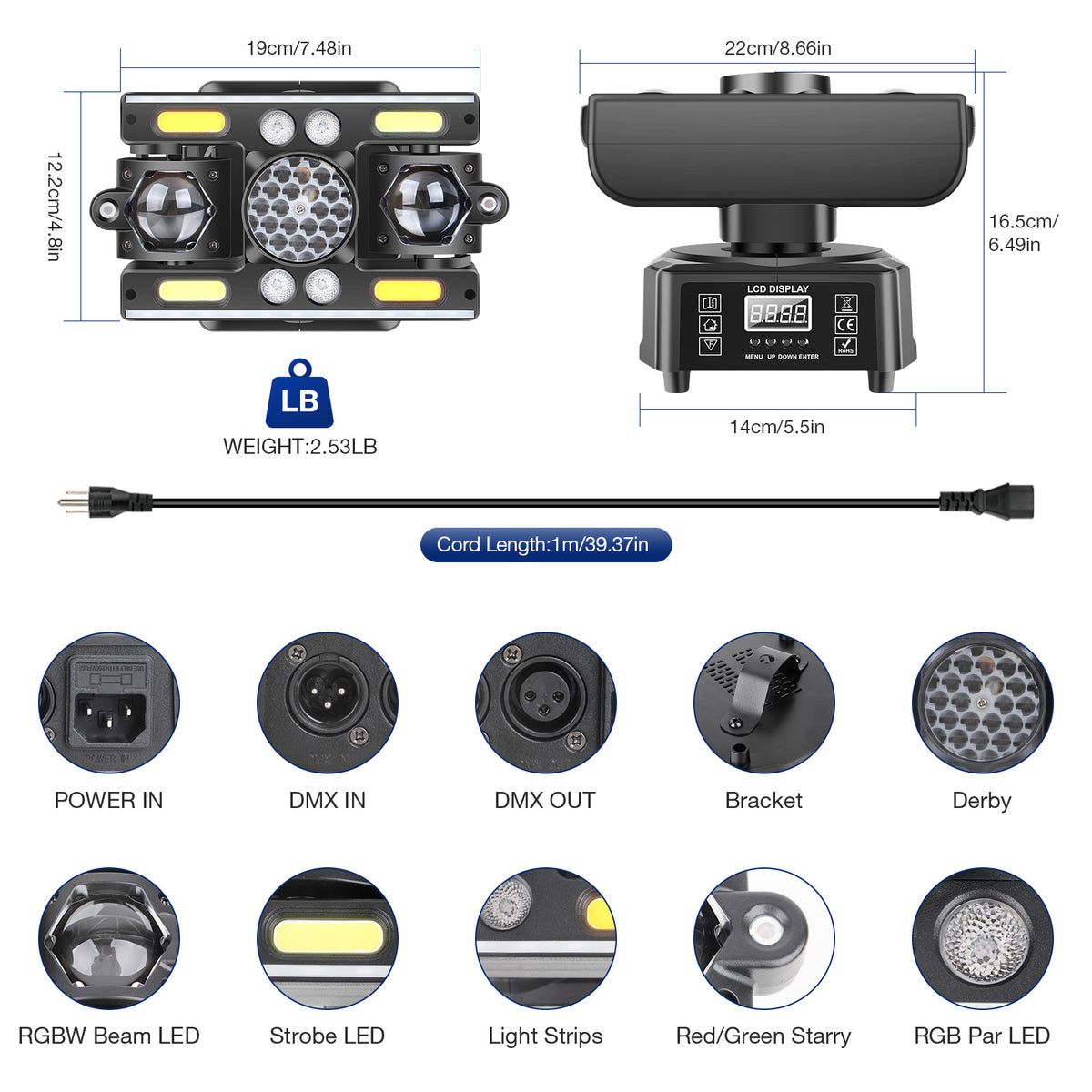 Multi-effect LED Hybrid Moving Head Light