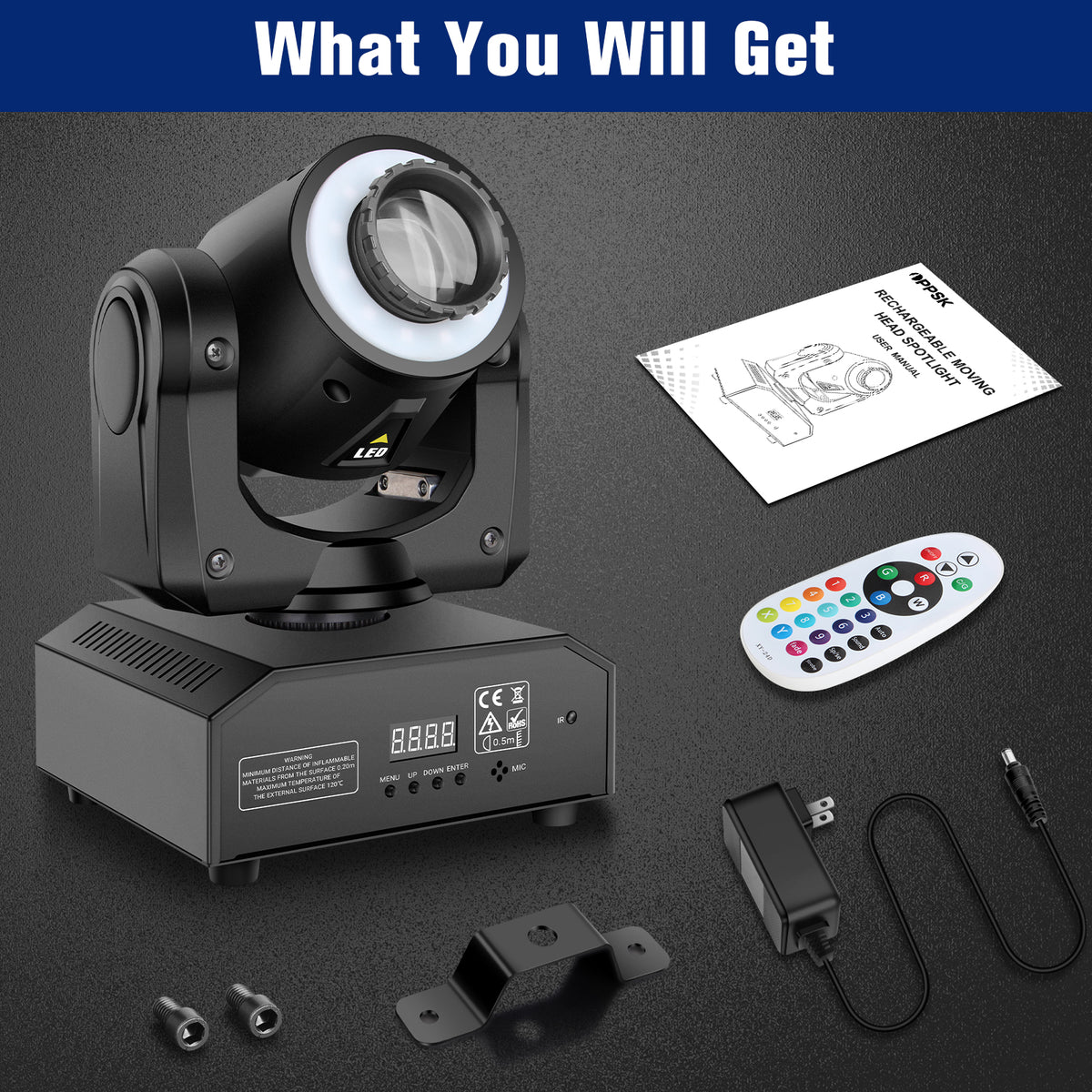60W Battery Powered LED Spot Moving Head Light