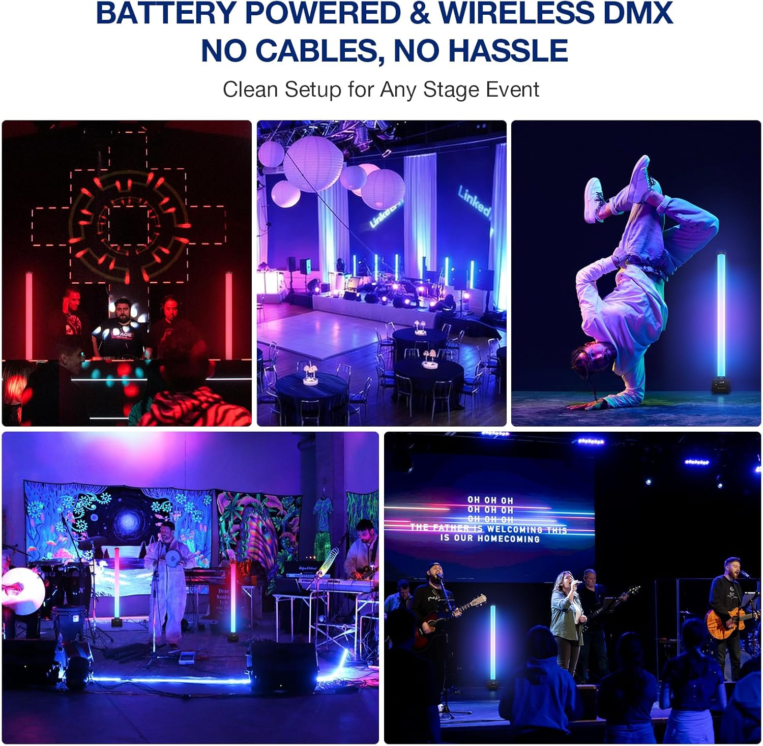 360° RGB LED Pixel Tube Light Bar- Battery Powered