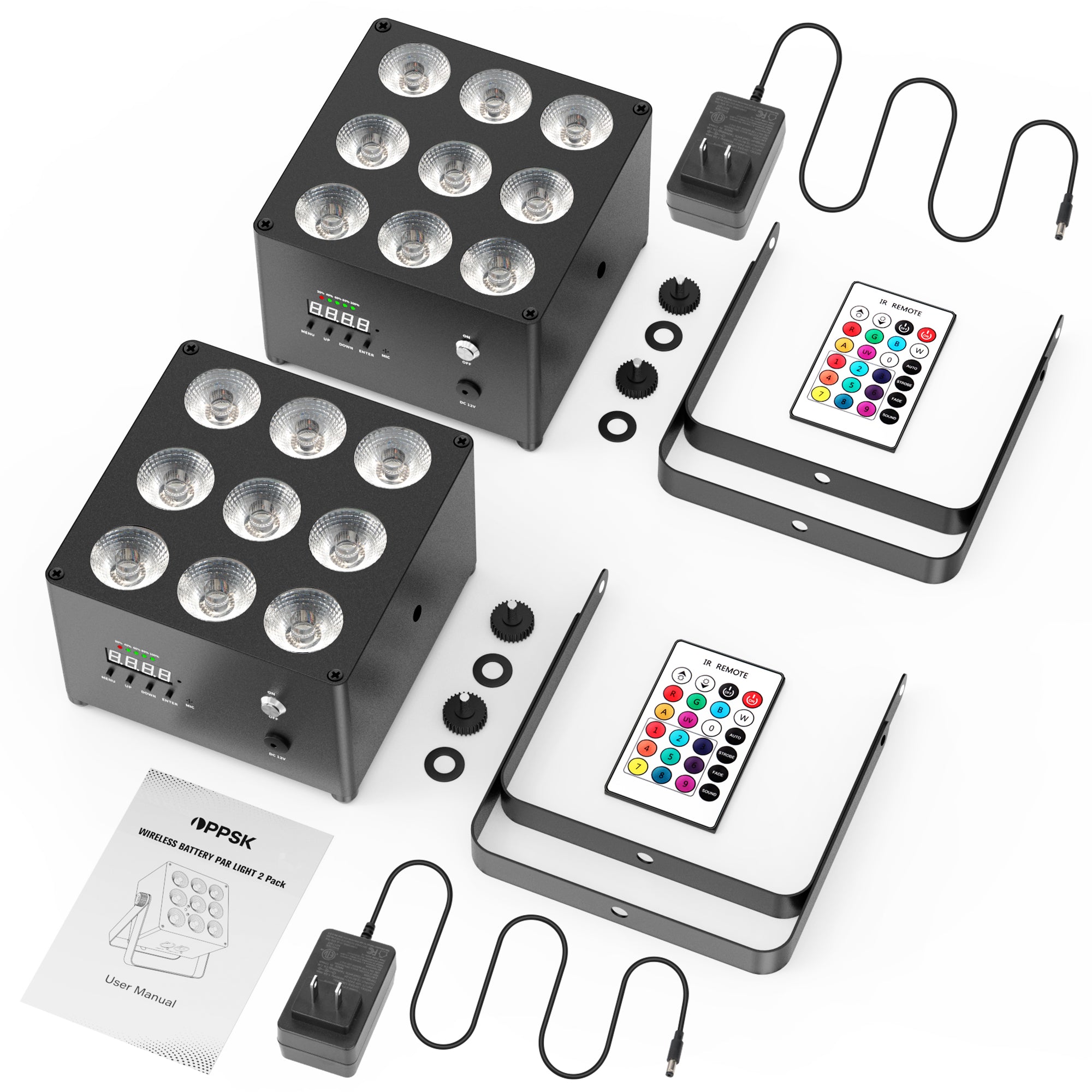9LED RGBWAUV 6in1 Battery Powered Par Light