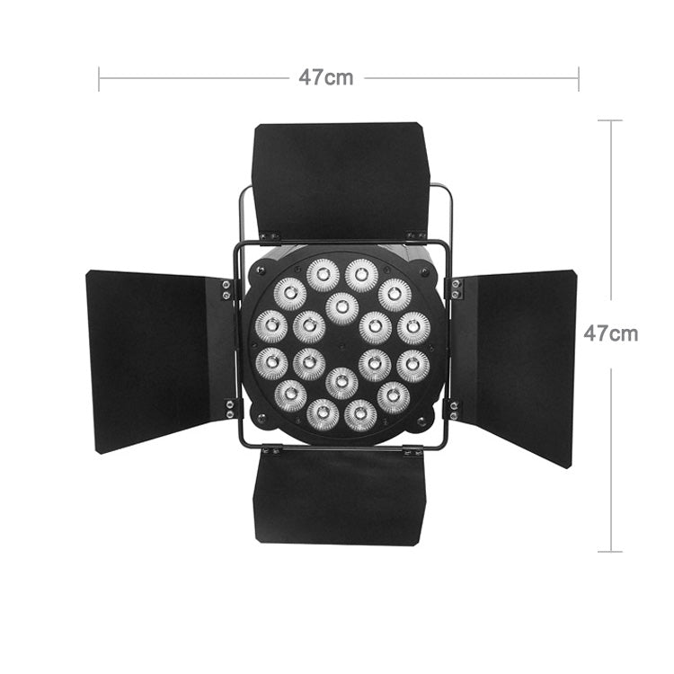 18x18W RGBWAUV 6in1 LED Wash Par Light Theatre Stage Lighting with Barn Doors