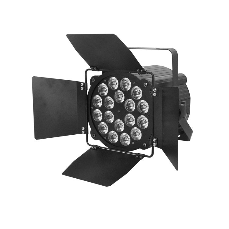 18x18W RGBWAUV 6in1 LED Wash Par Light Theatre Stage Lighting with Barn Doors